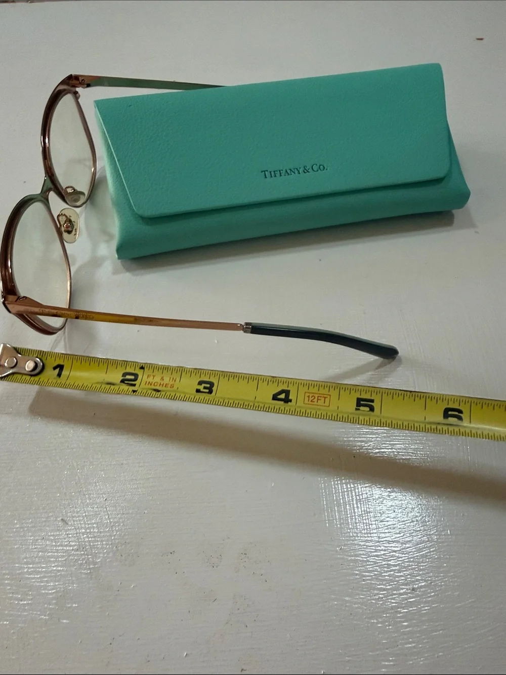 Tiffany & Co Black and Rose Gold Cat-Eye Glasses with Aqua Temples made in Italy
